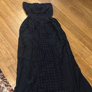 Navy Eyelet Maxi Dress